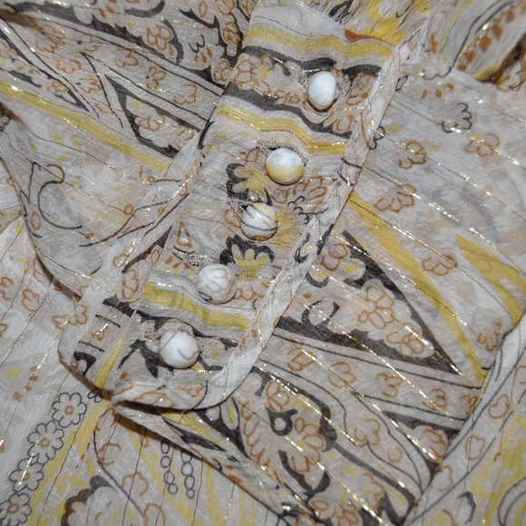 BCBGMAXAZRIA Gold Metallic Stripe Paisley Blouse - Picture 3 of 6